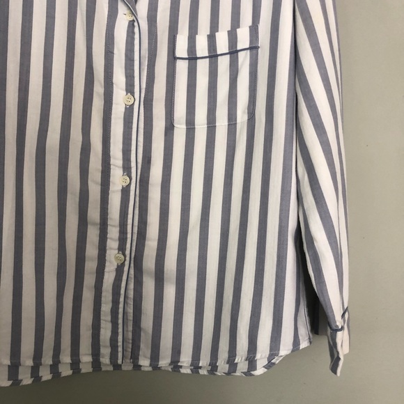Uniqlo Blue White Stripe Pajama Button Down Medium - Picture 6 of 7
